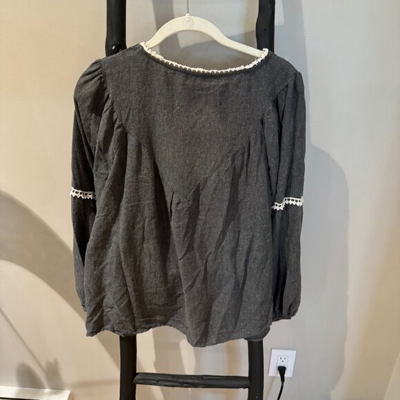 Zara Grey Long Sleeve Croqueted Blouse - Picture 5 of 6